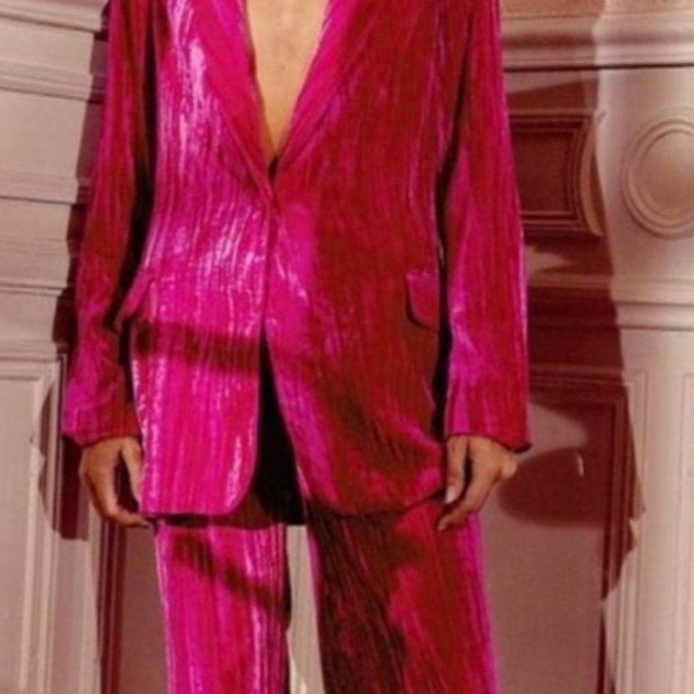 Vibrant Pink Velvet Suit